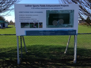 Coloured Horizontal Ladner Sports Fields Sign Street View
