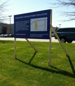 Blue Horizontal Richmond Development Application Sign Street View