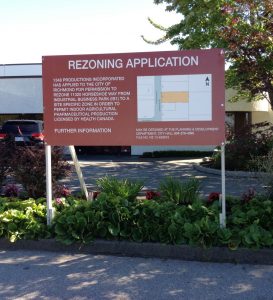 Red Richmond Rezoning Application Sign Street View