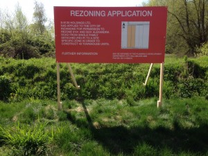 Red Richmond Rezoning Application Sign Street View