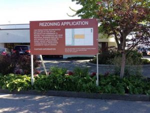 Red Richmond Rezoning Application Sign Street View