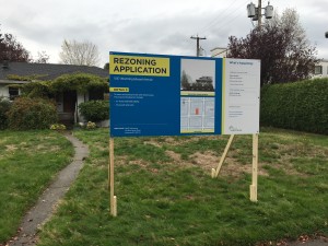 Coloured Horizontal Vancouver Rezoning Application Sign Street View