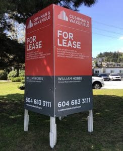 Coloured Verticle For Lease Cushman & Wakefield Signs Street View