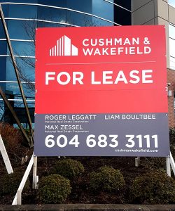 Coloured Square For Lease Cushman & Wakefield Sign Street View