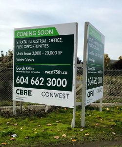 Coloured Square Coming Soon CBRE Sign Street View