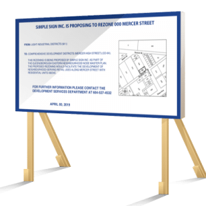 Blue New Westminster Rezoning Sign