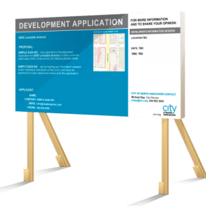 Coloured North Vancouver Development Application Sign