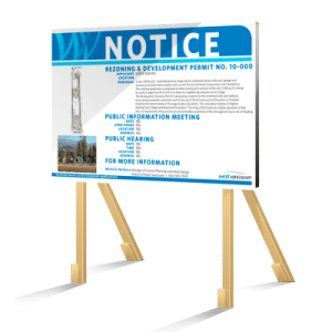 Coloured Horizontal West Vancouver Rezoning Sign