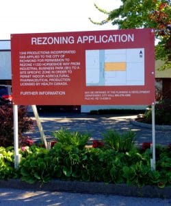Red Richmond Rezoning Application Sign Street View